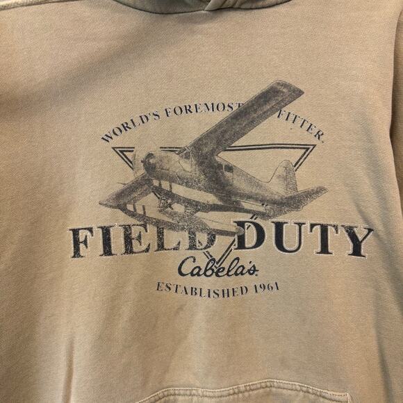 Cabela's Field Duty Sweatshirt Hoodie Airplane Hunting Fishing Camping Outdoors - Picture 4 of 12